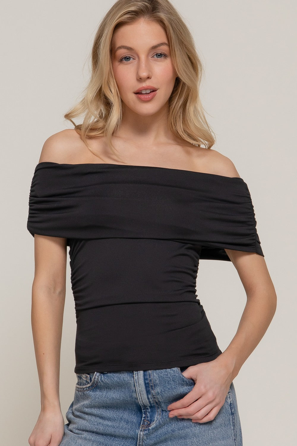 Ruched Off-Shoulder Top