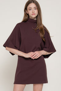 Batwig Mock Neck Shift Dress