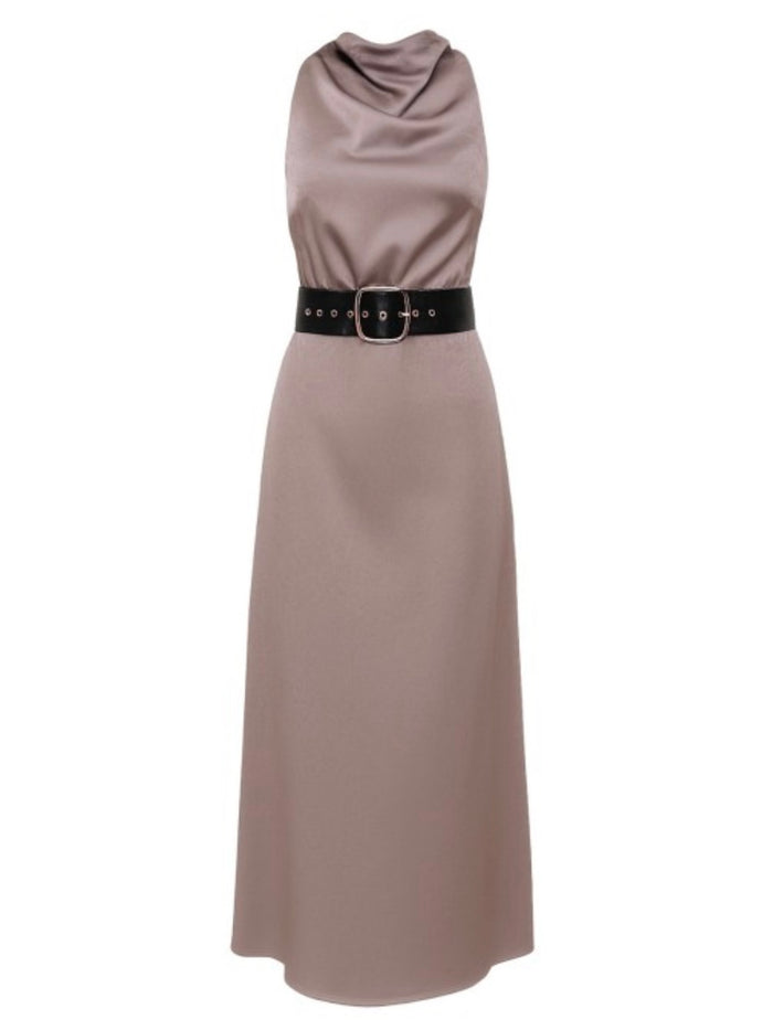Smoked Pearl High Neck Waisted Dress