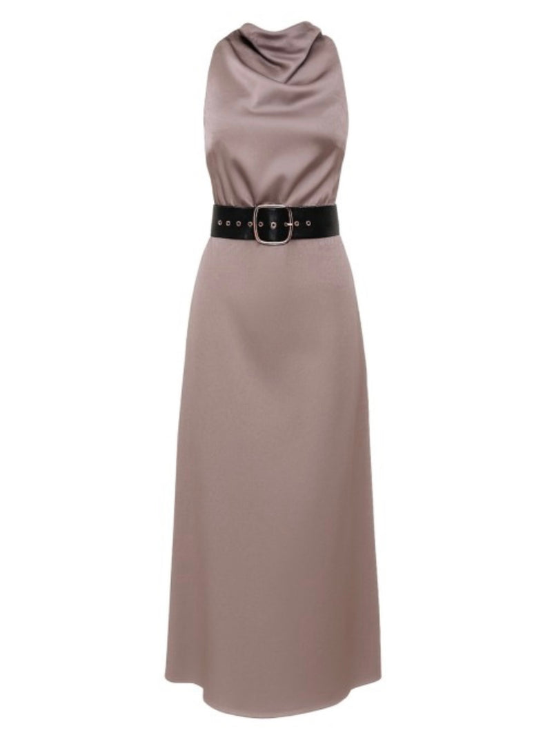 Smoked Pearl High Neck Waisted Dress