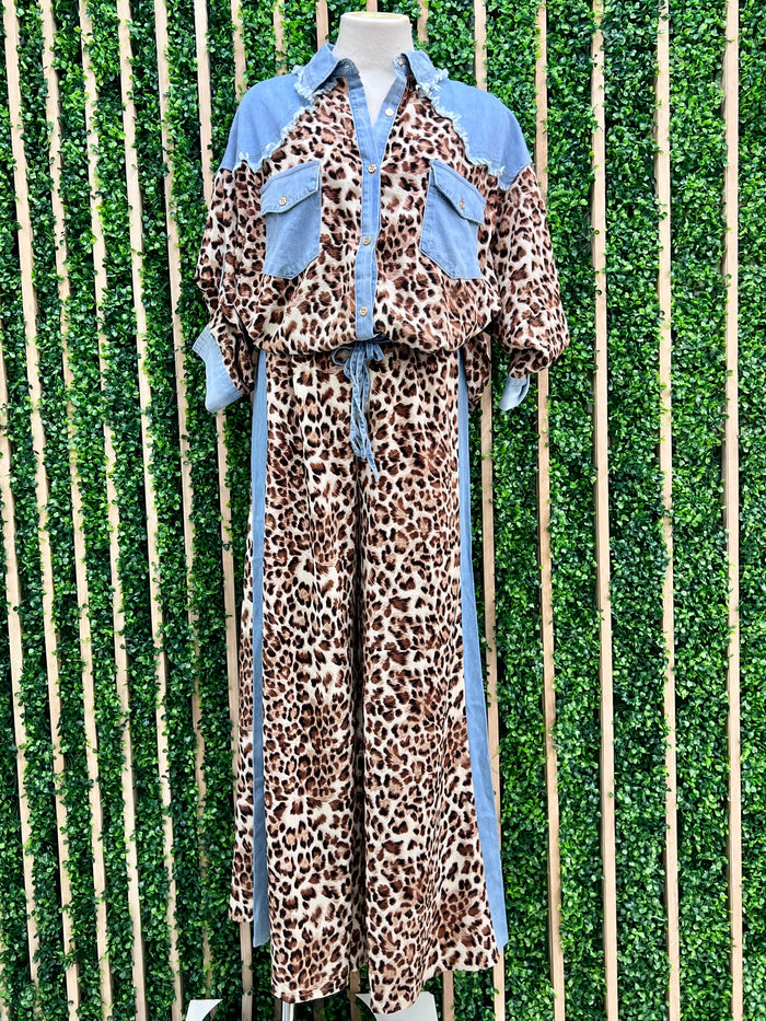 Denim Leopard Pant