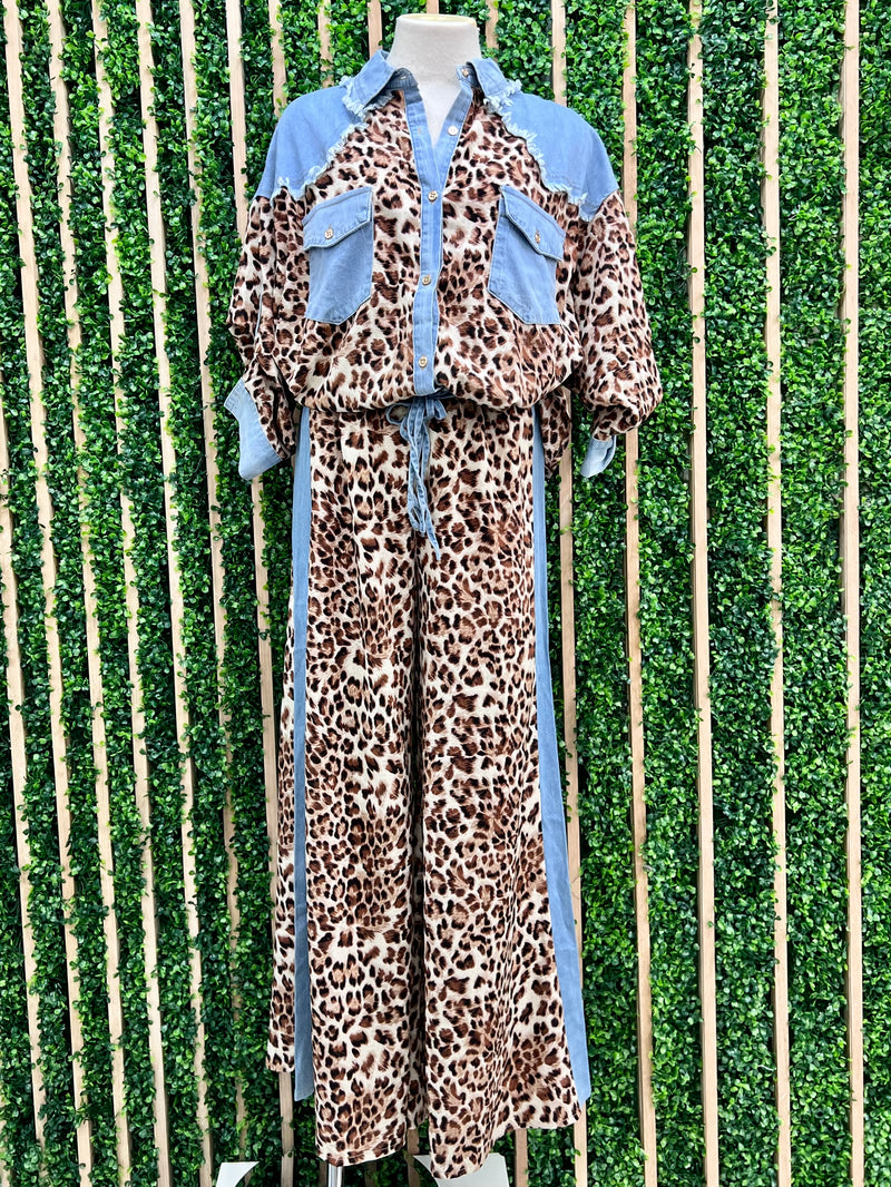 Denim Leopard Pant