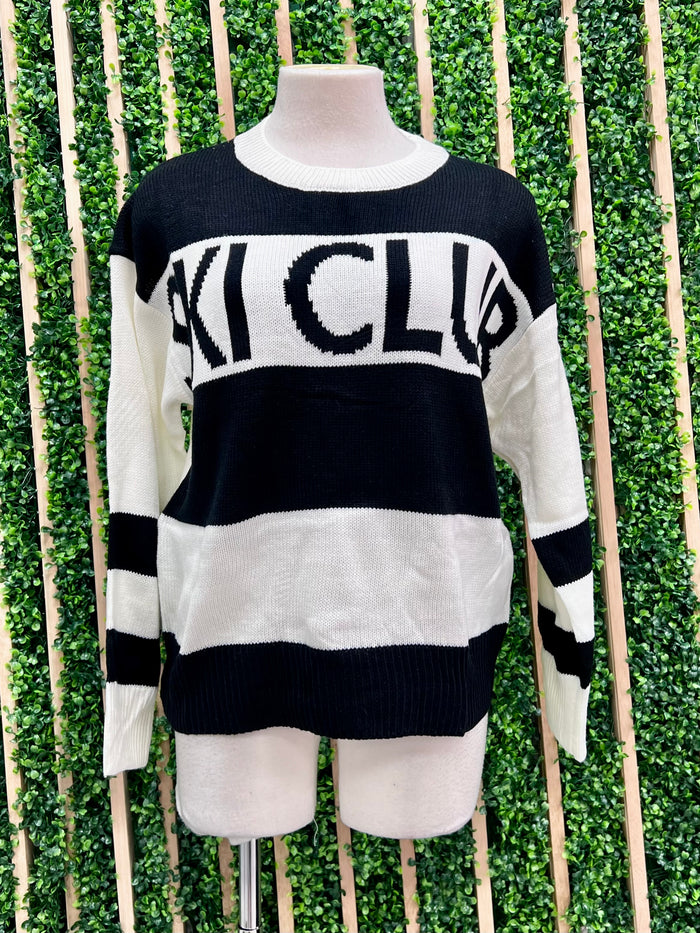 White Black Ski Club Sweater