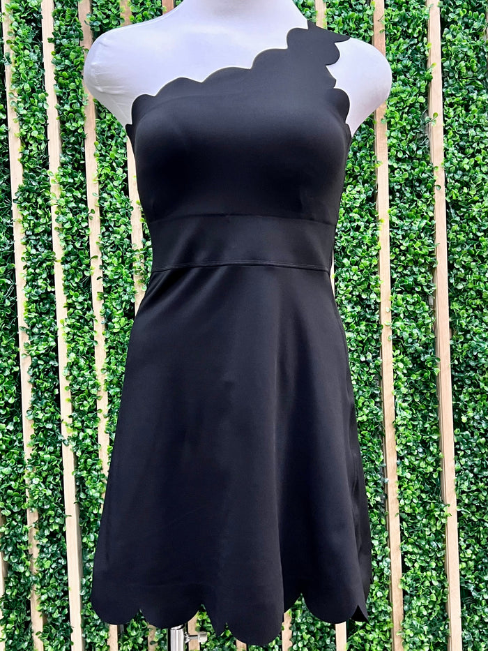 Lycra Scalloped One Shoulder Skort Dress