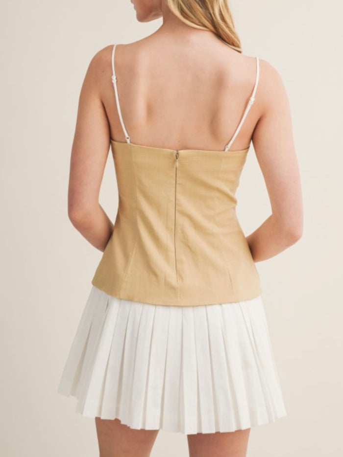 Bustier Cami Detail Contrast Short Dress