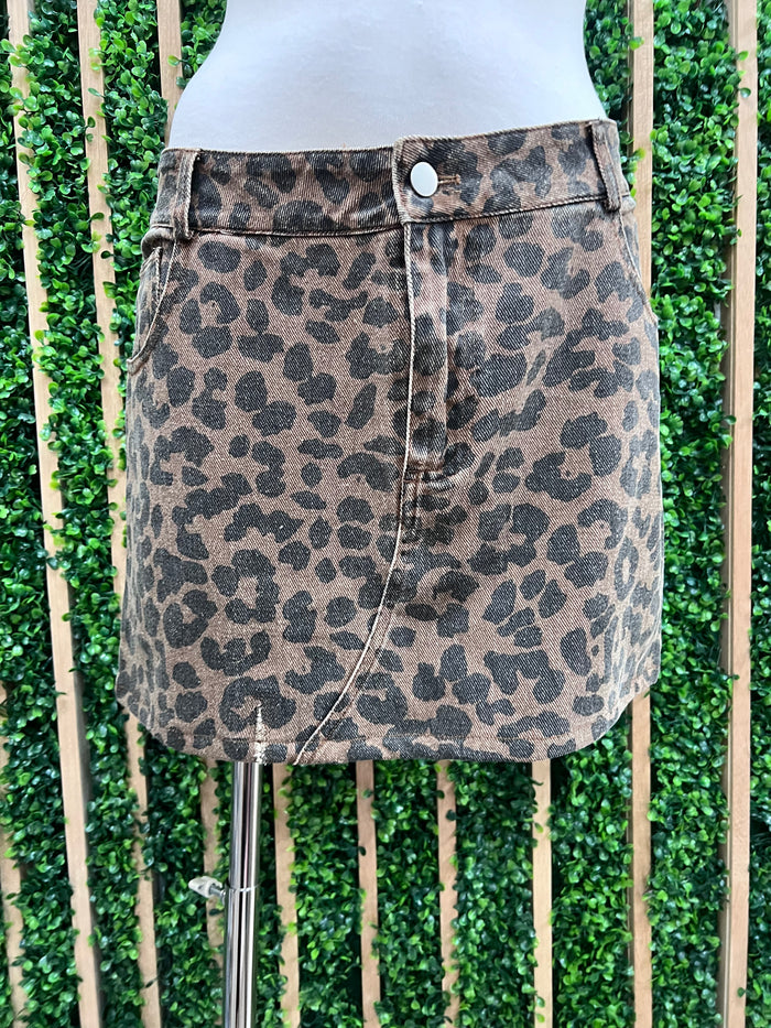 Brown Leopard Skirt