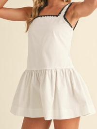 Stitch Trim Square Neck Drop Waist Romper