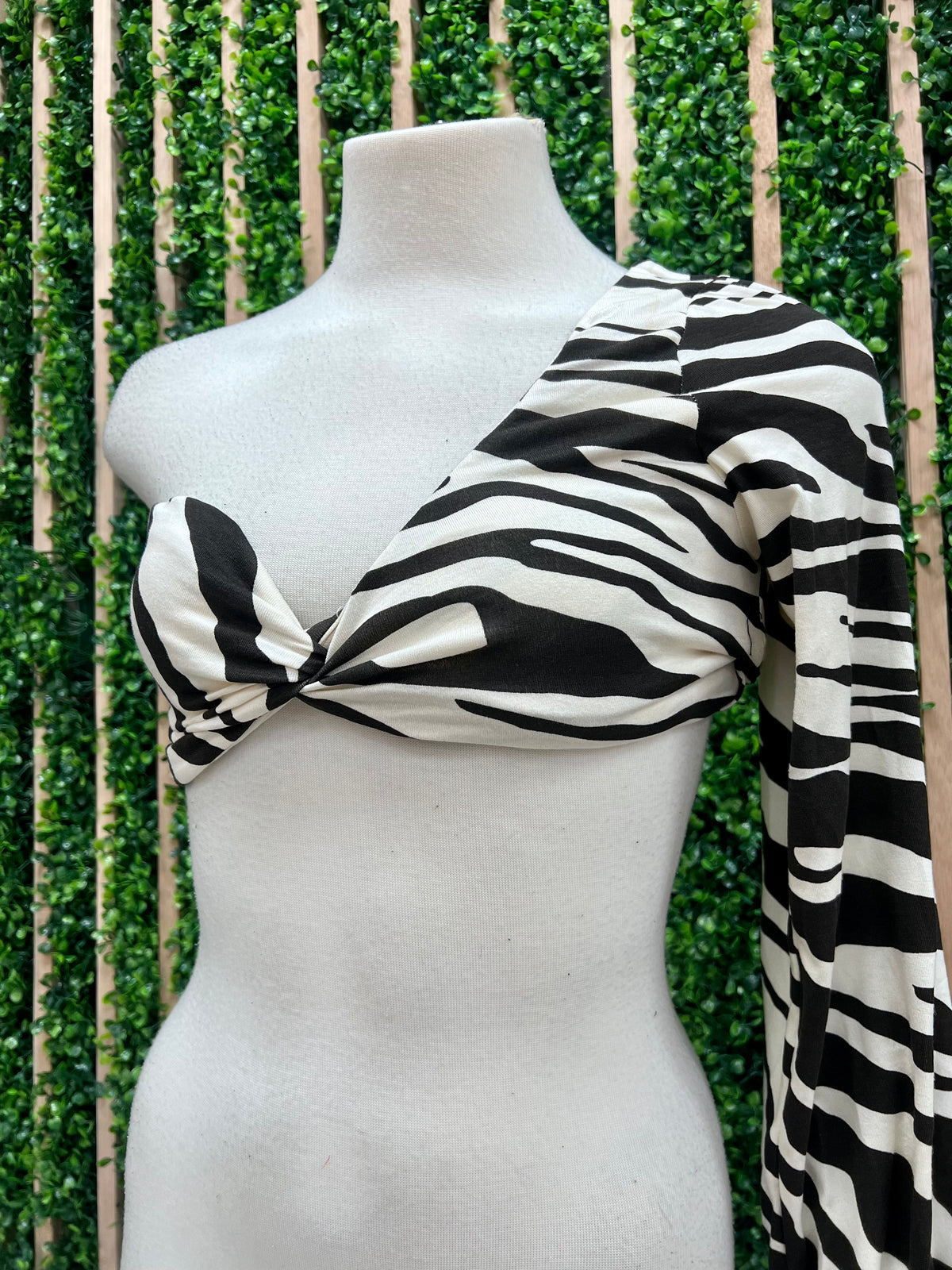 Zebra One Shoulder Crop Top