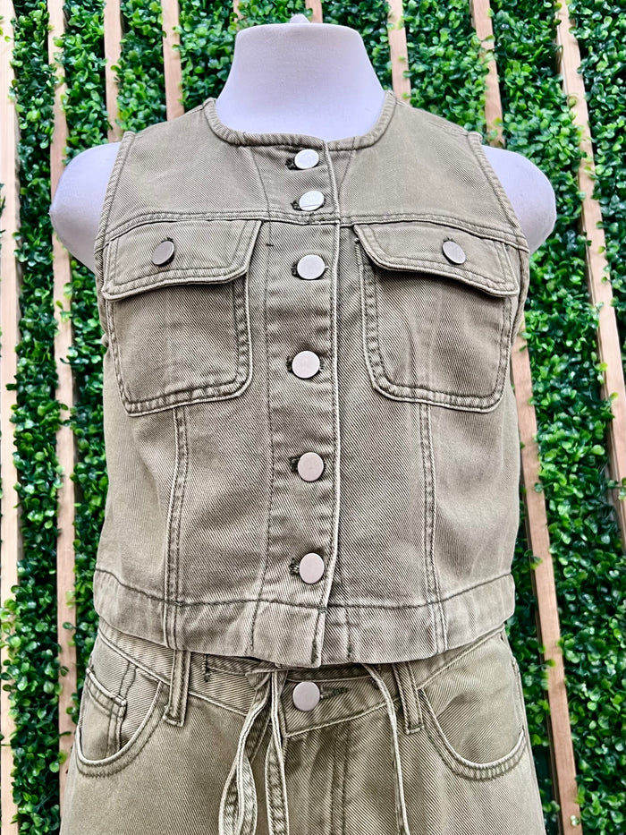 Olive Grove Denim Crop Top