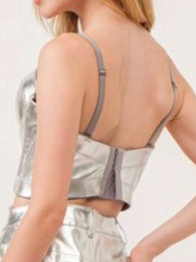 Metallic Finish Bustier Top