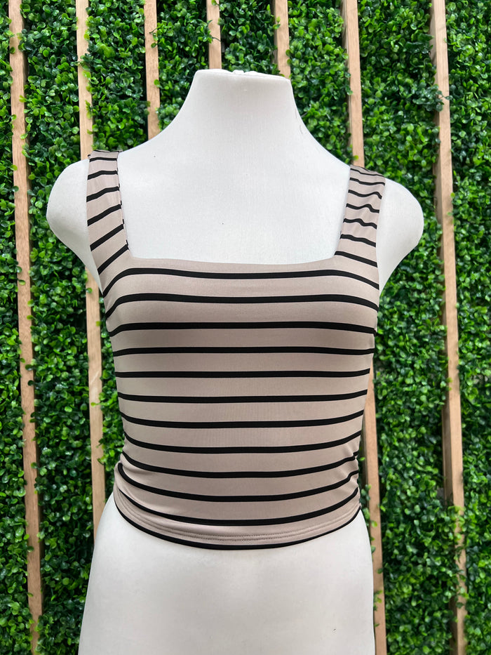 Stripe Square Neck Crop Top