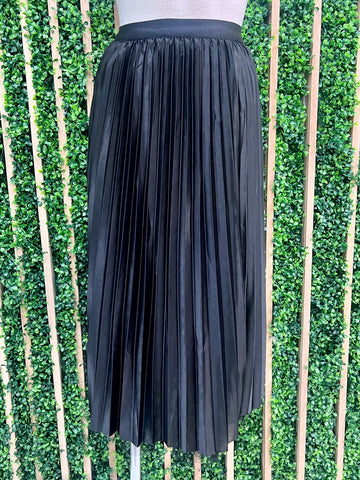 Black Feather Trim Pleather Skirt