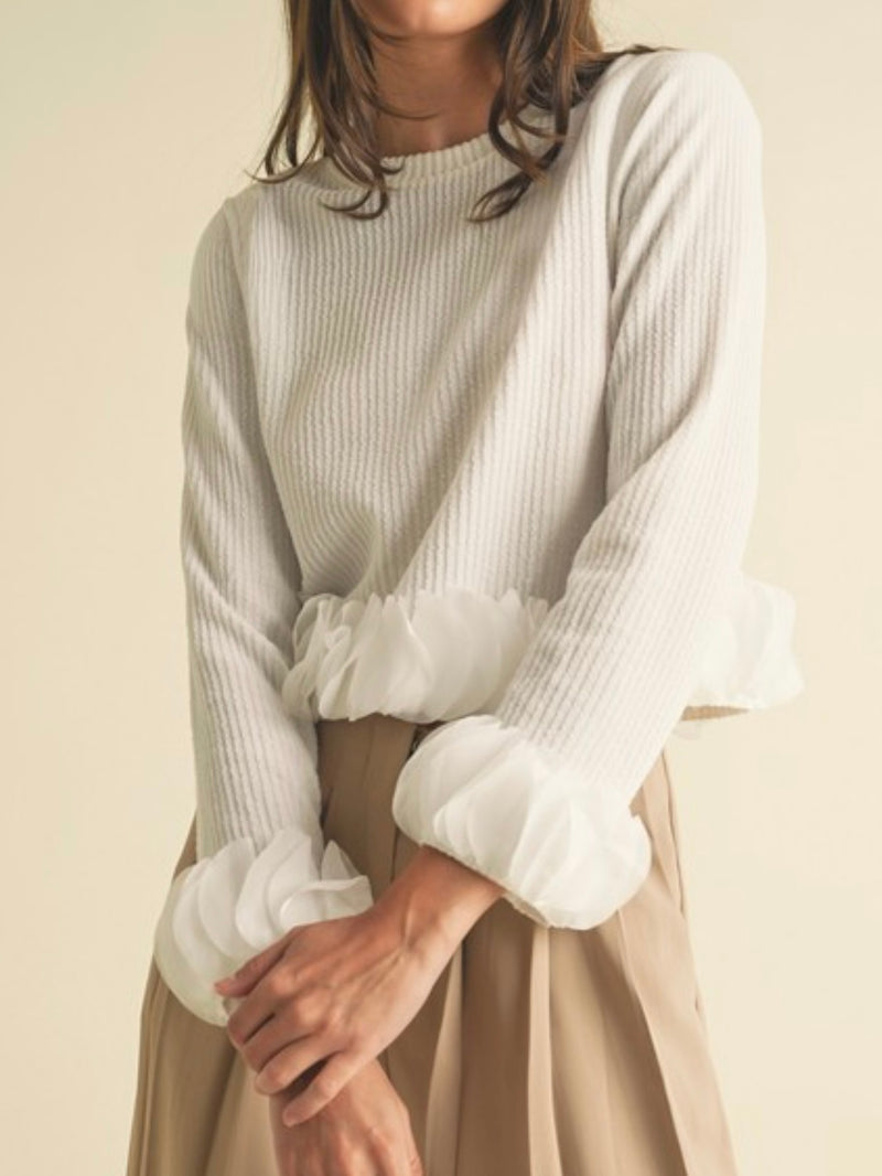 Elegant Circle Trim Sweater Blouse