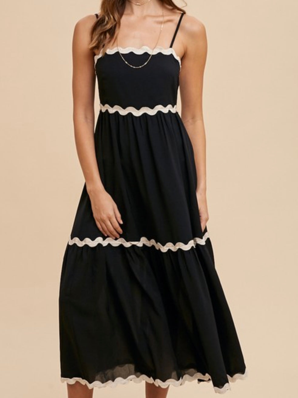 Scallop Trim Midi Dress