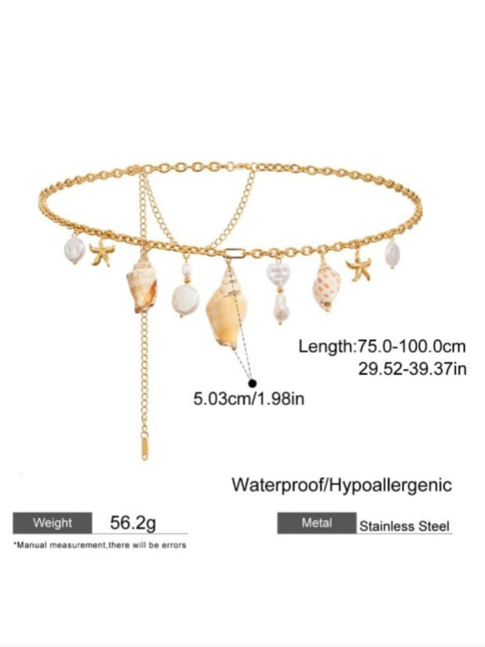 Stainless Steel Shell Pearl Waist Chain