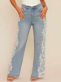 Side Lace Wide Leg Denim