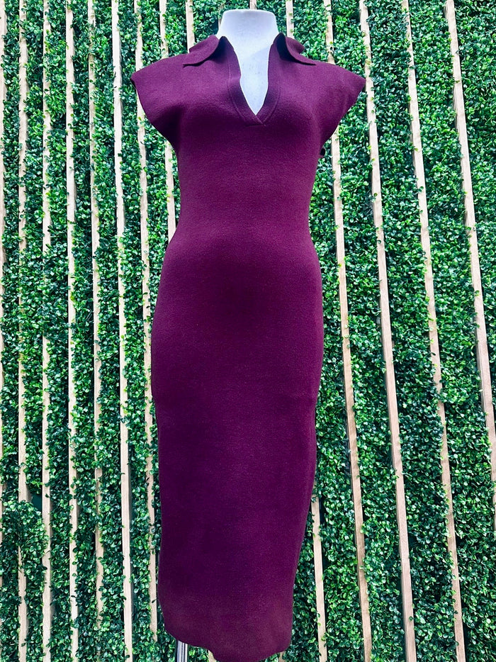 Sleek Collar Midi Dress