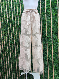 Beautiful Natural Cutout Floral wide Leg Pant
