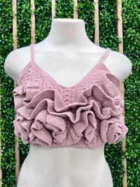 Chenille Ruffled Crop Cami