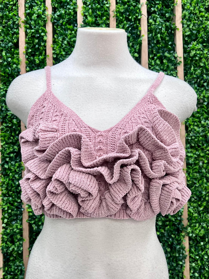 Chenille Ruffled Crop Cami