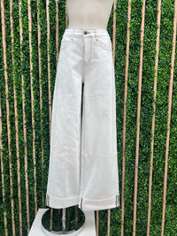 Folded Hem Wide Leg Denim
