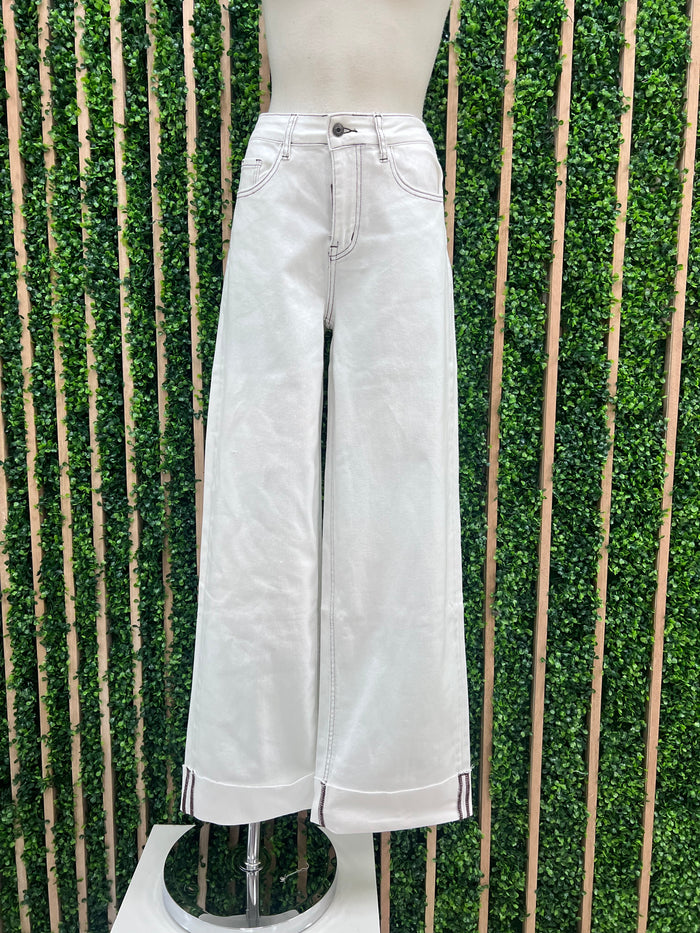 Folded Hem Wide Leg Denim