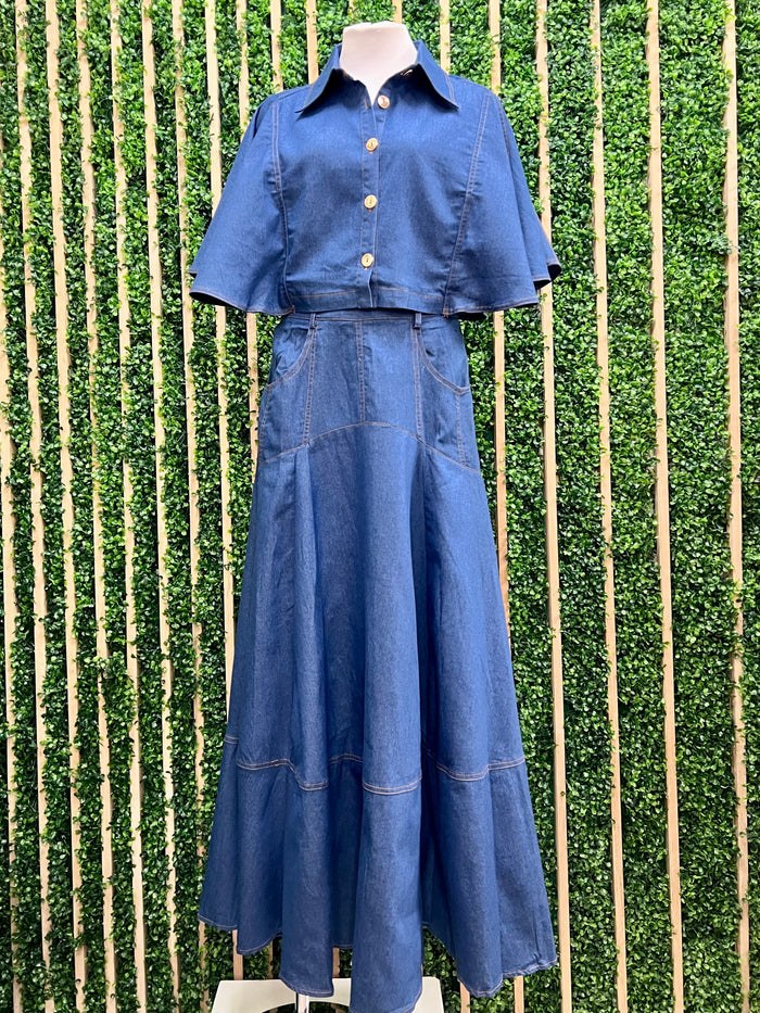 Beautiful Dark Denim Mermaid Maxi Skirt