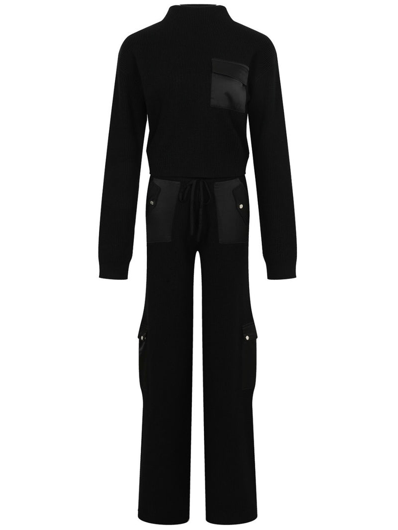 Classy Satin Detail Knit Jogger Set