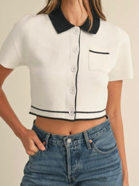 Crop Knit Collared Top