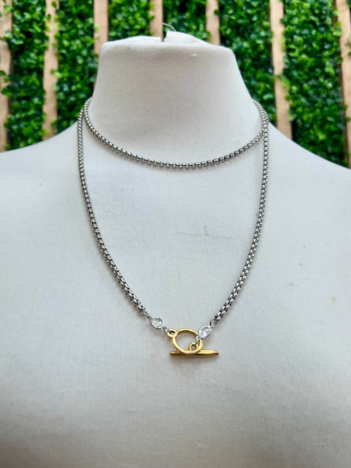 VB Mixed Crystal Toggle Lariat Necklace