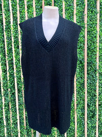 Black V Neck TUnic Knit Vest