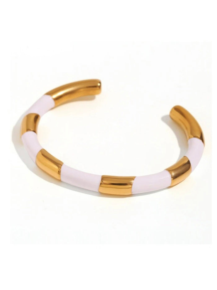 Enamel Striped Open Bracelet