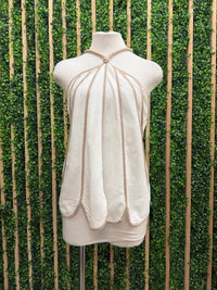 Scallop Trim Linen Halter Top