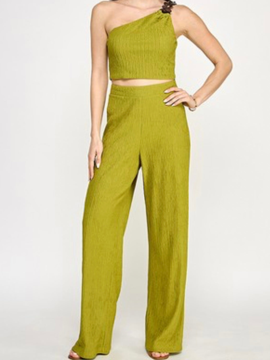 Citron One Shoulder Pant Set