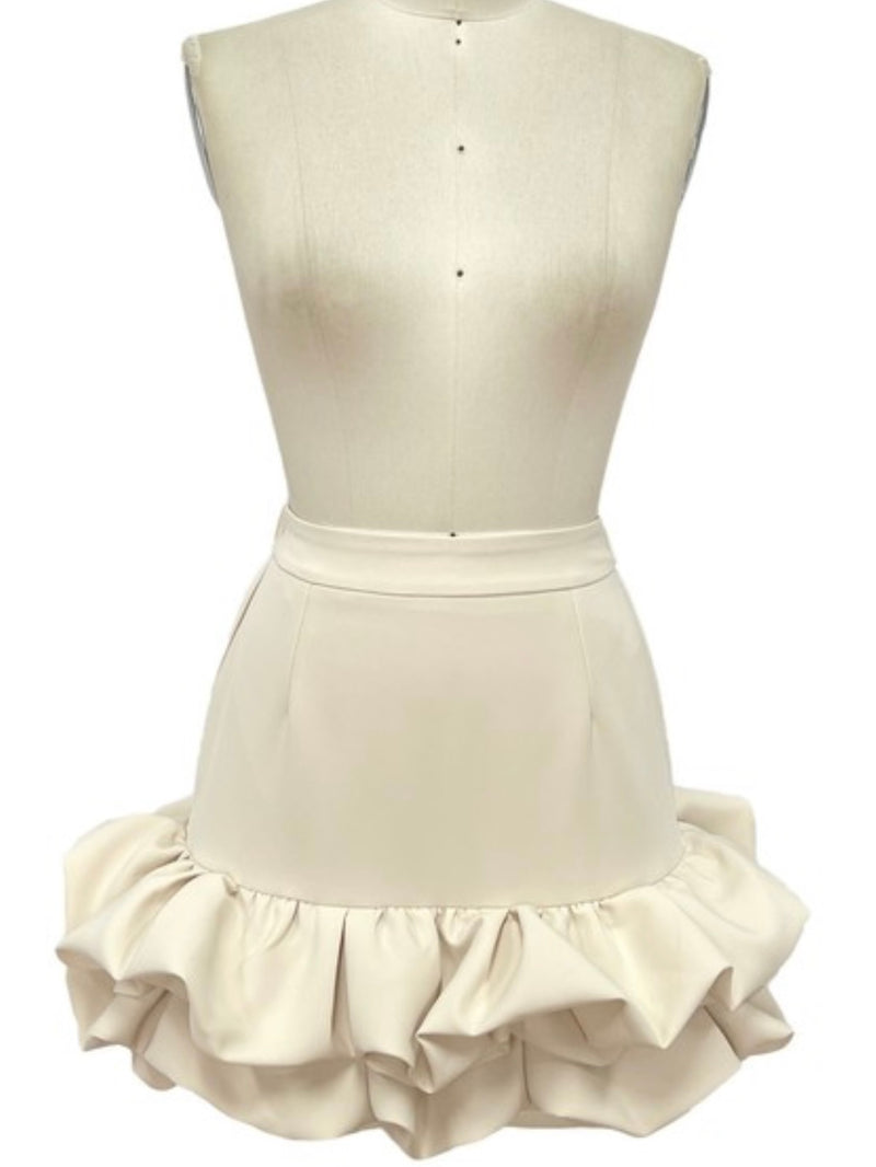 Ruffled Hem Dressy Short Skirt