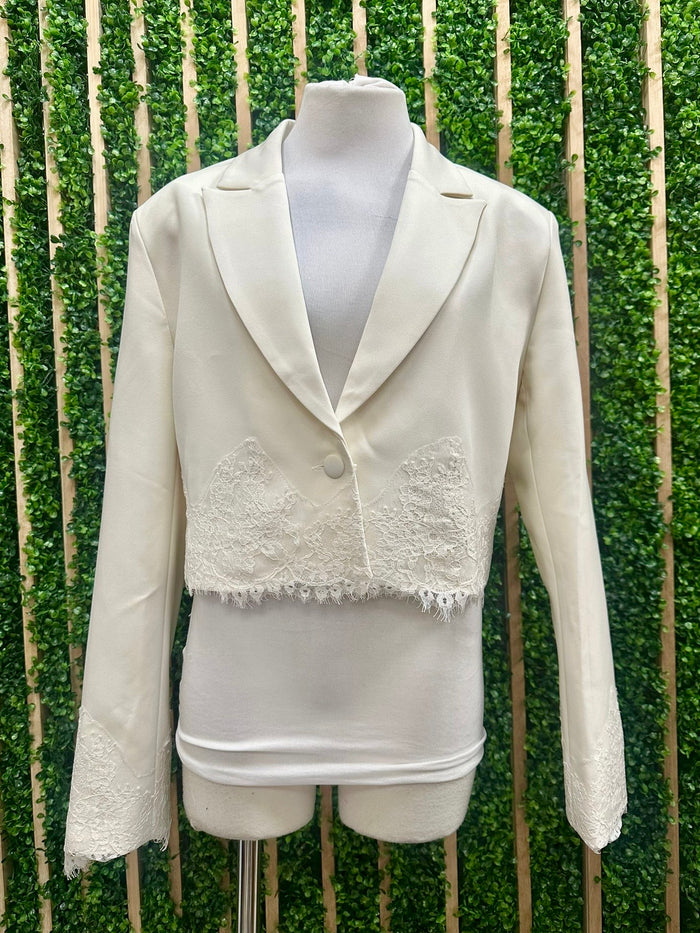 Lace Trim Crop Jacket