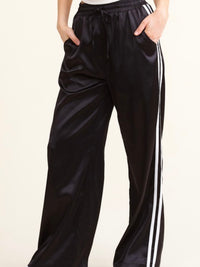 Black Satin Track Pants