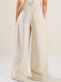Cream Wide Leg Denim Pant