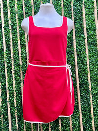 Contrast Trim Wrap Mini Skort Dress
