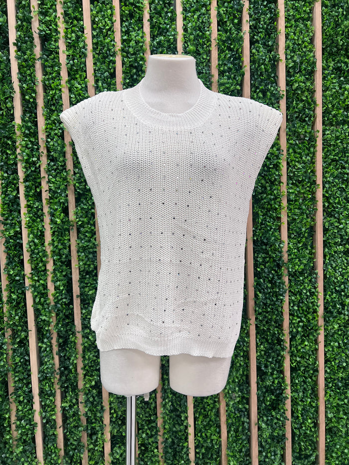 Rhinestone Embellished Knit Vest