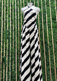 Black White Bias Satin Stripe Wide Leg Bottom