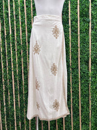 Mocha Linen Floral Embroidered Wrap Skirt Set