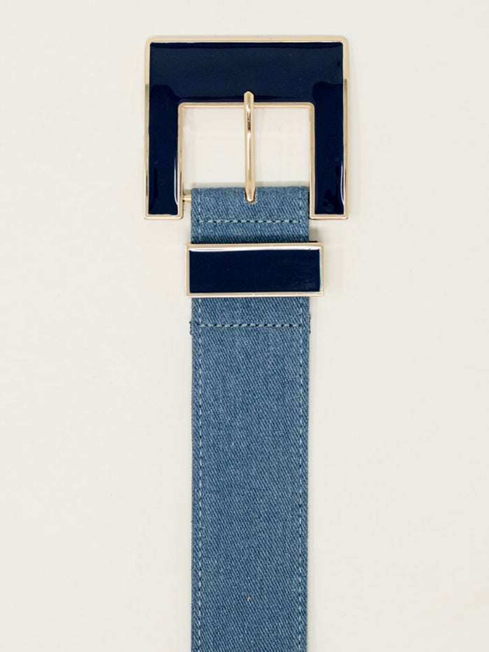 Enamel Buckle Denim Belt