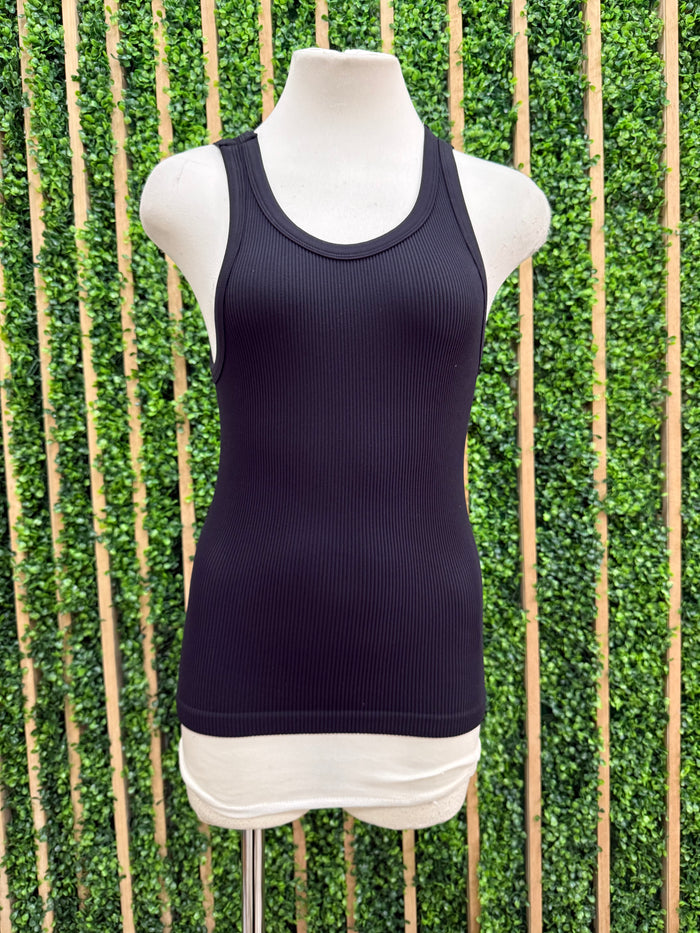 Rib Plain Band Tank Top