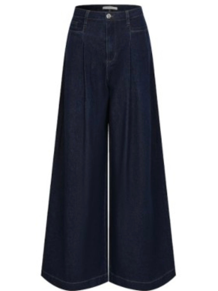 Dark Denim Wide Leg Trousers