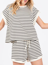 Striped Terry Short Pant Set