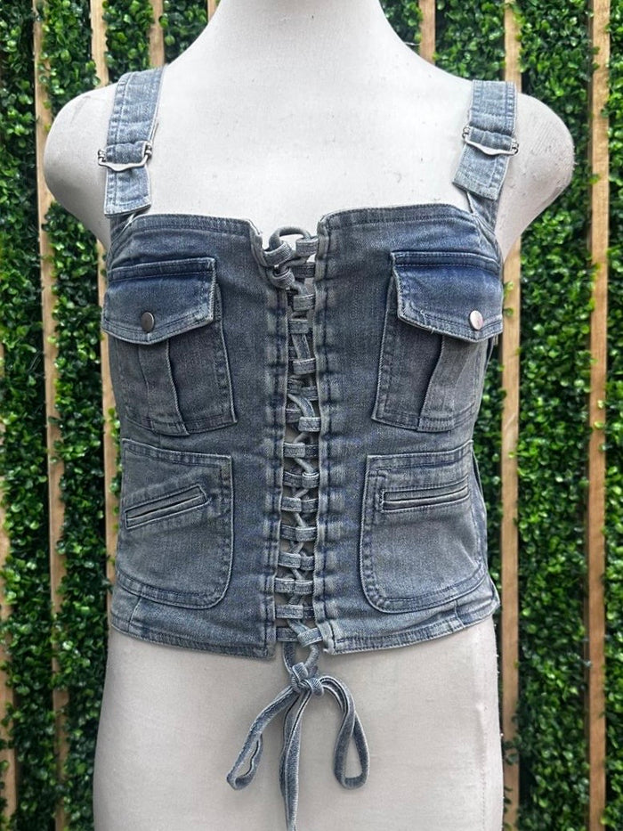 LAce Up Cargo Denim Corset