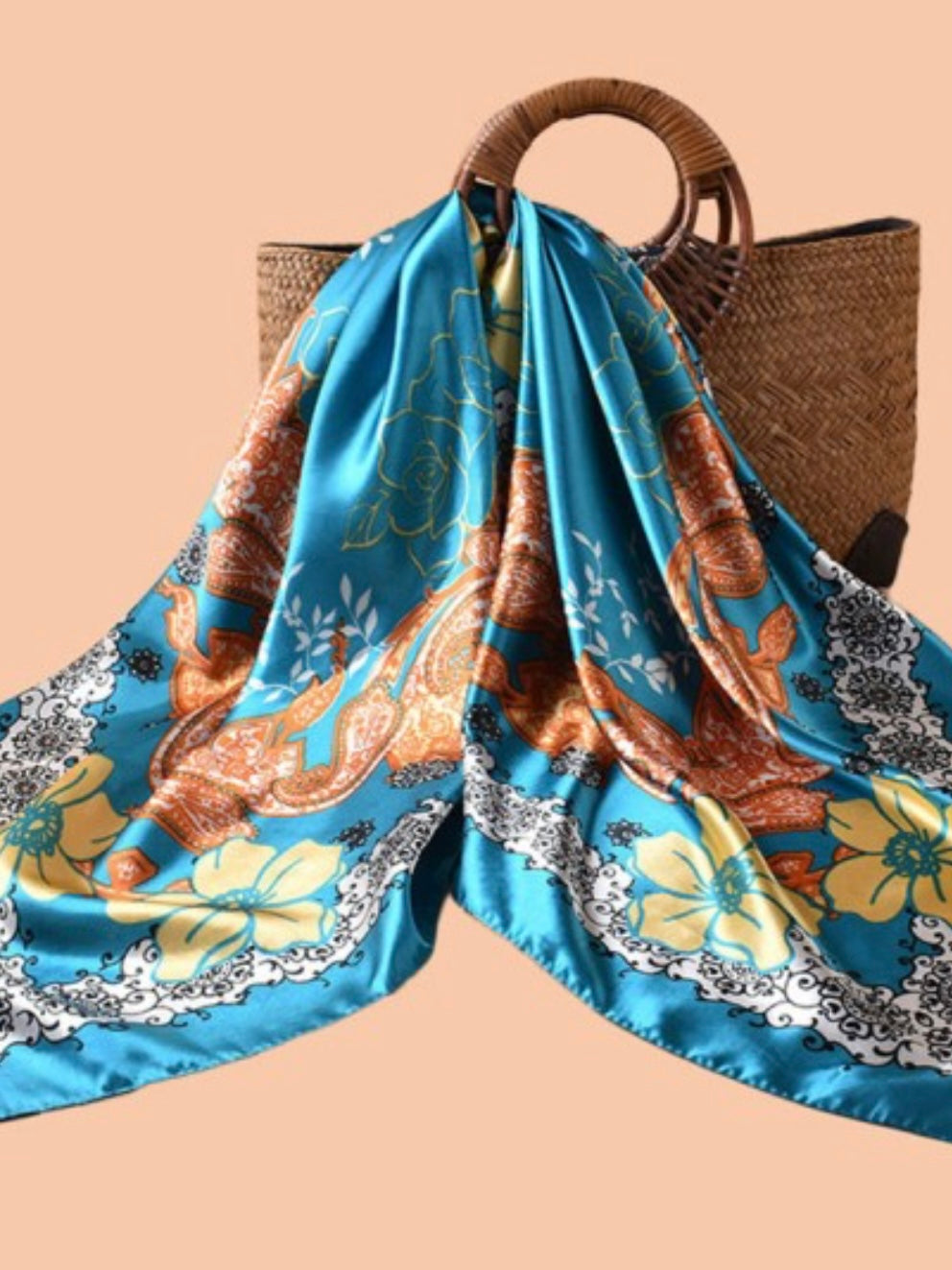 Multi Print Color Block Square Scarf