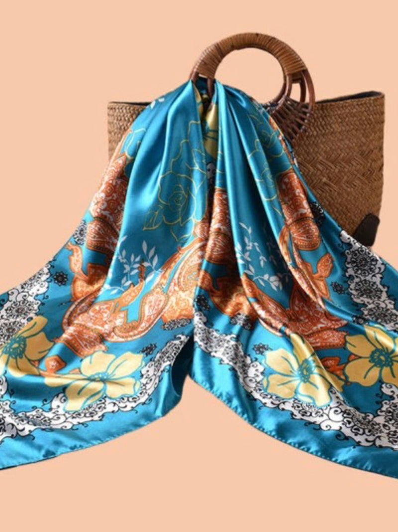 Multi Print Color Block Square Scarf