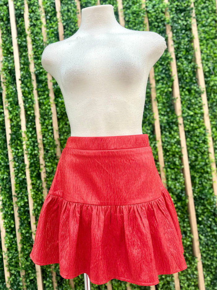 Textured Metallic Finish Fabric Skort